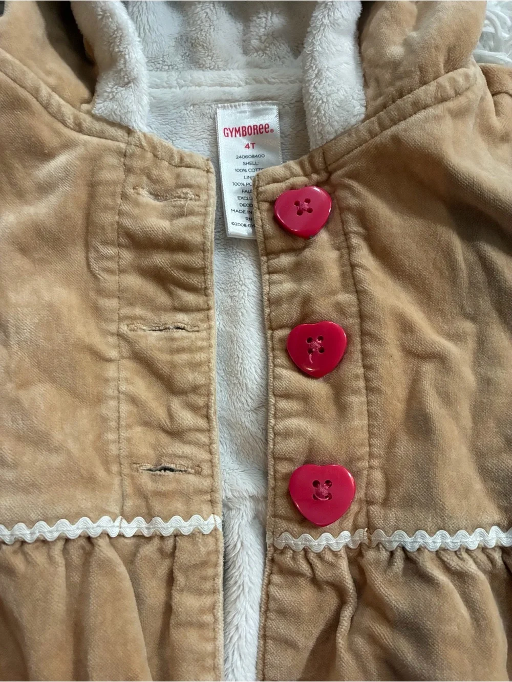 Vintage Gymboree Holiday Christmas Gingerbread Cookie Coat Jacket Tan Girls 4T